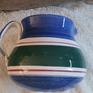 FURIO MADE IN ITALY - Vibrant Blue and Green Ceramic Jug with Bold Bands